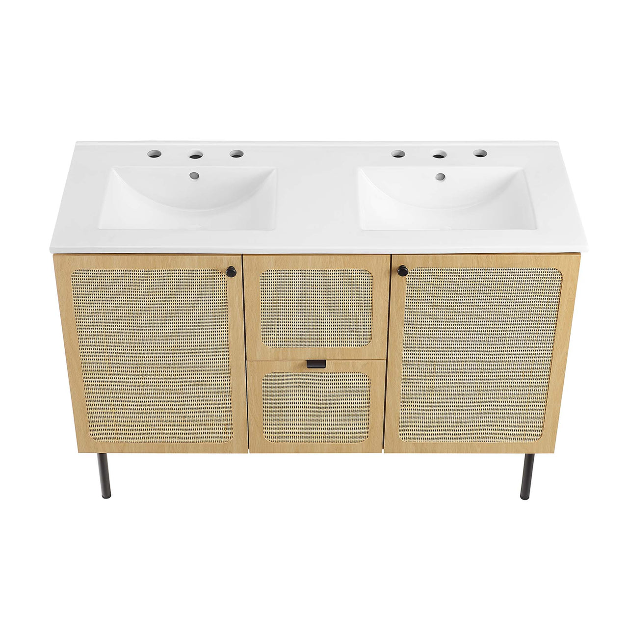 Calden Double Sink Vanity Unit, Extra Large, Oak & White