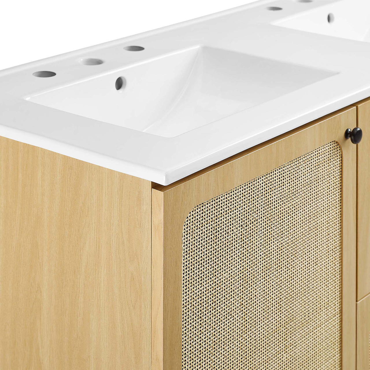Calden Double Sink Vanity Unit, Extra Large, Oak & White