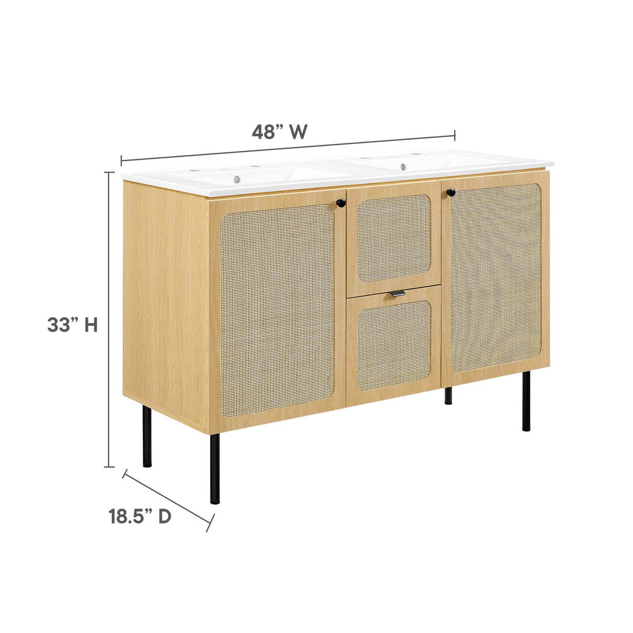 Calden Double Sink Vanity Unit, Extra Large, Oak & White