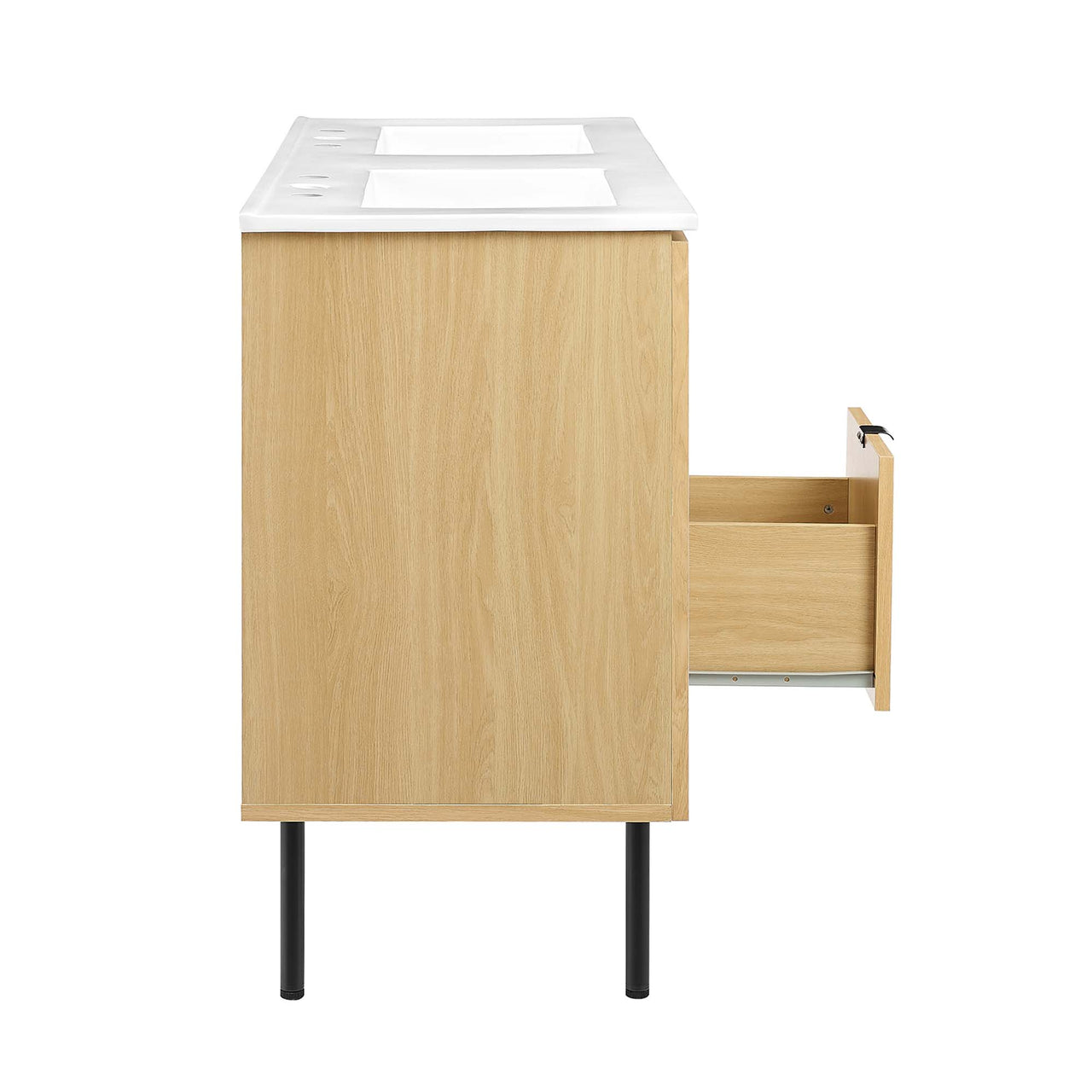 Calden Double Sink Vanity Unit, Extra Large, Oak & White
