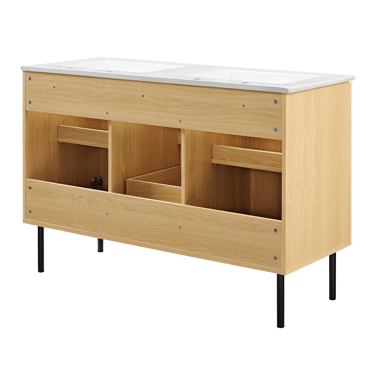 Calden Double Sink Vanity Unit, Extra Large, Oak & White