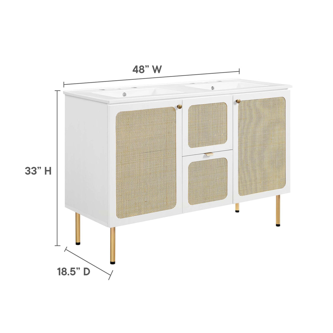 Calden Double Sink Vanity Unit, Extra Large, White