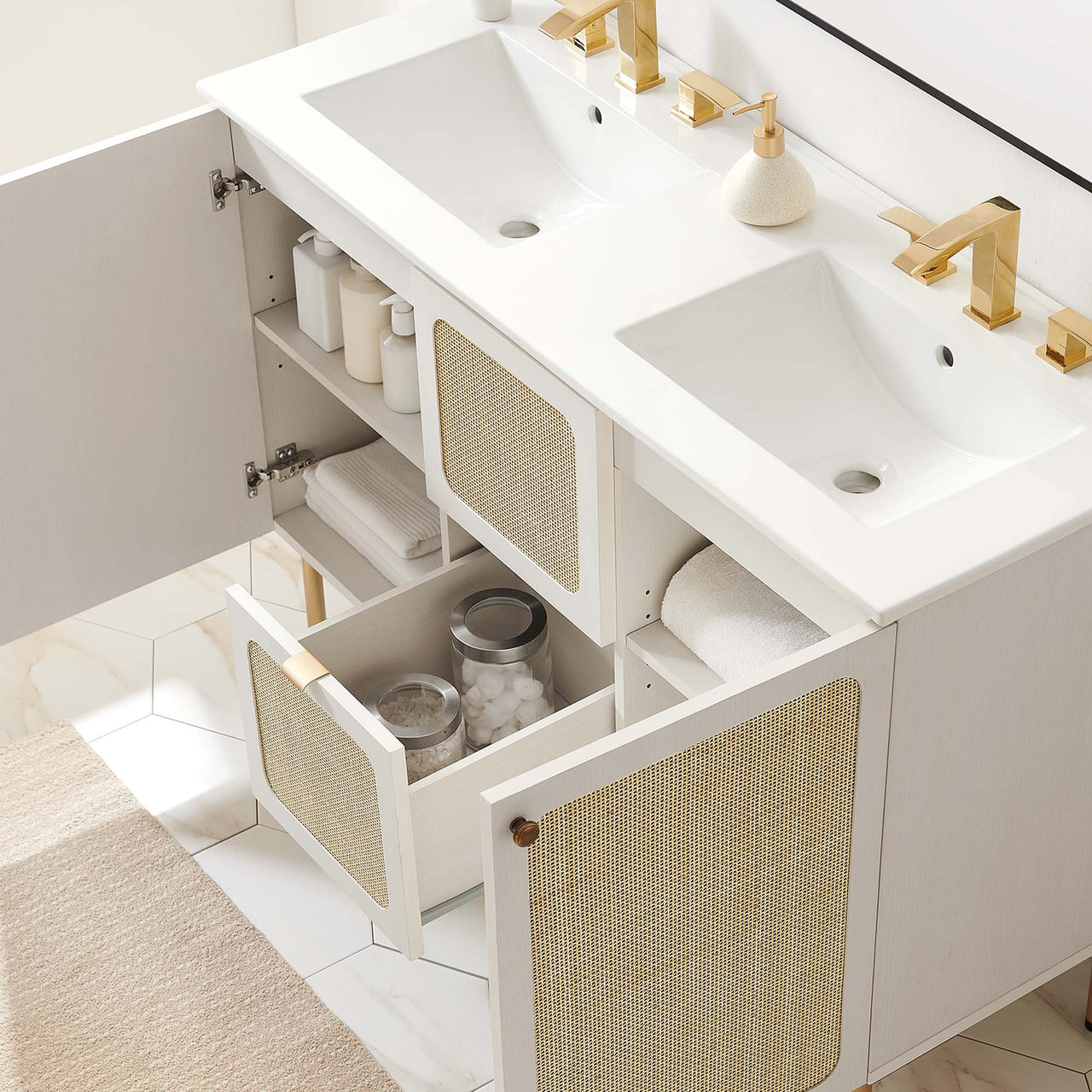 Calden Double Sink Vanity Unit, Extra Large, White