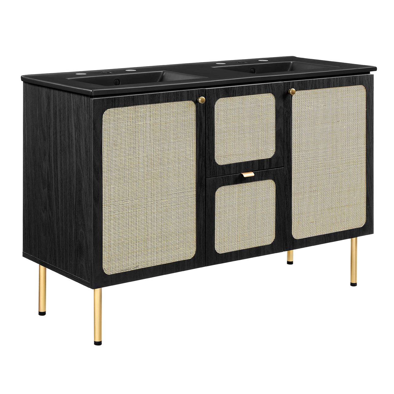 Calden Double Sink Vanity Unit, Extra Large, Black