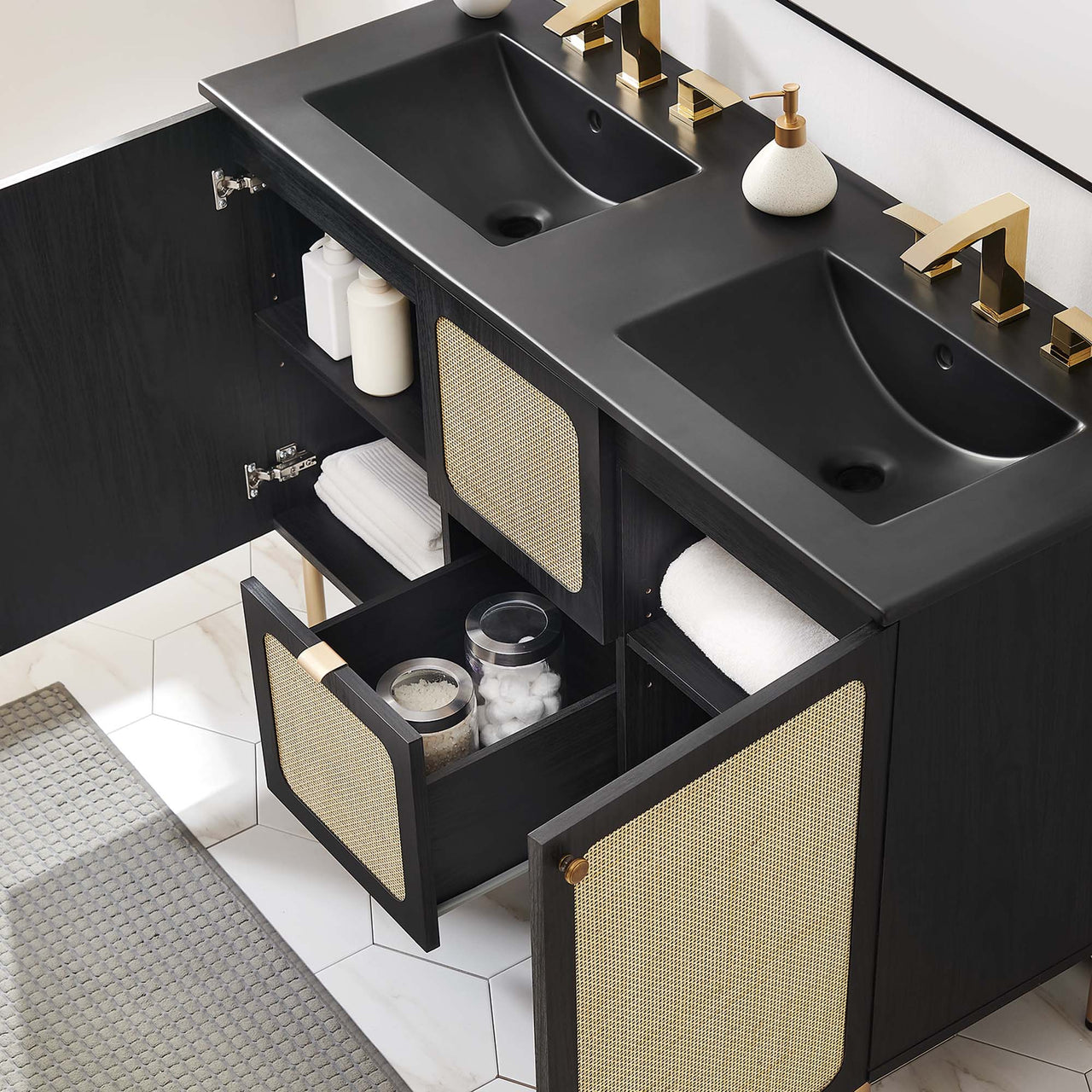 Calden Double Sink Vanity Unit, Extra Large, Black