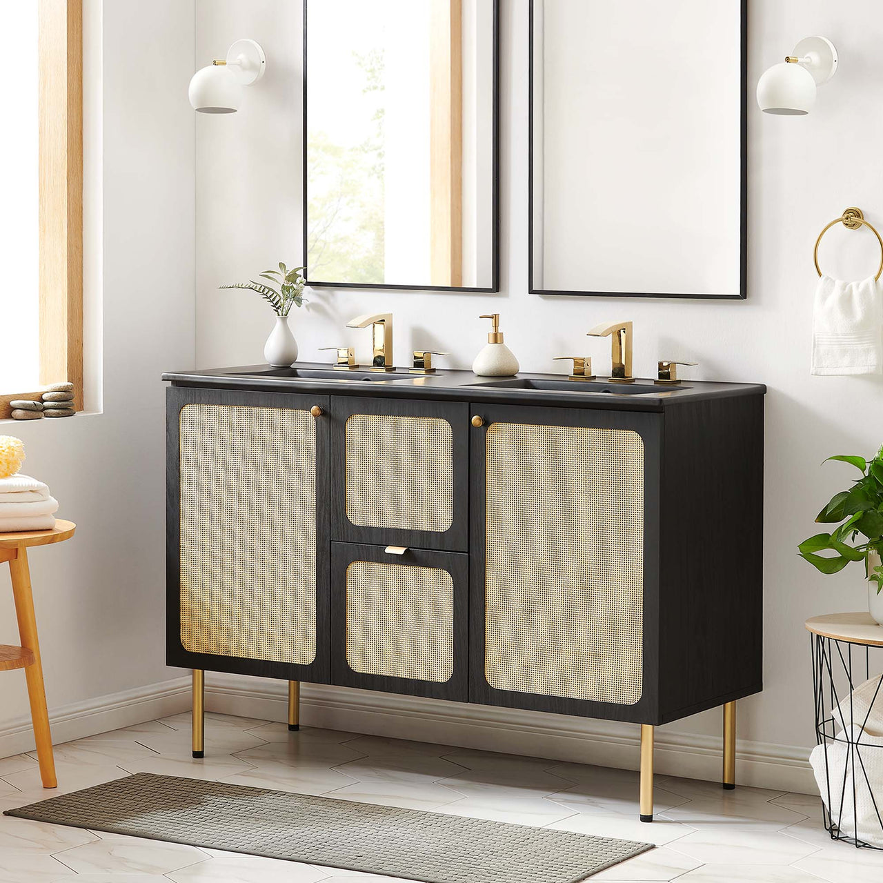 Calden Double Sink Vanity Unit, Extra Large, Black