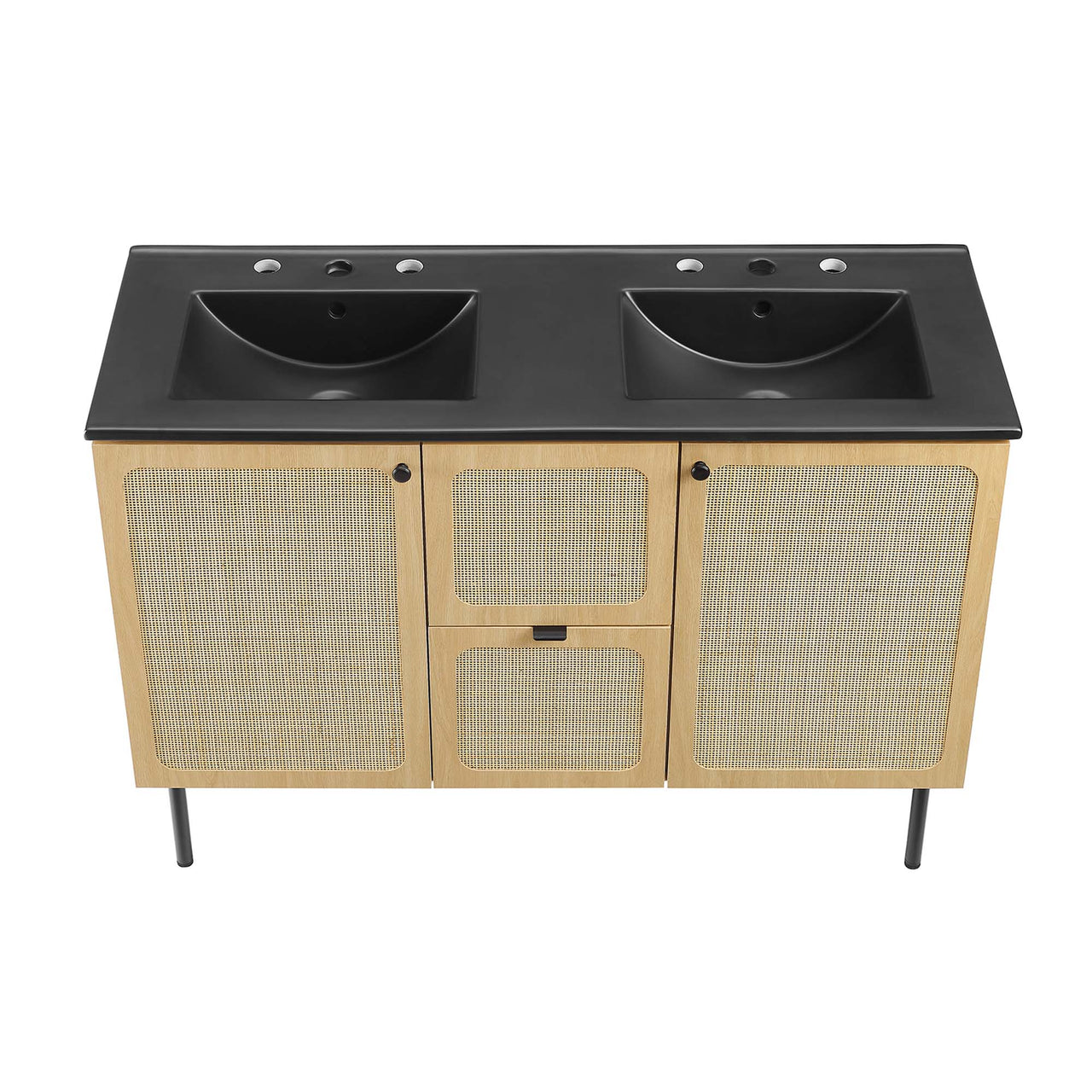 Calden Double Sink Vanity Unit, Extra Large, Oak & Black