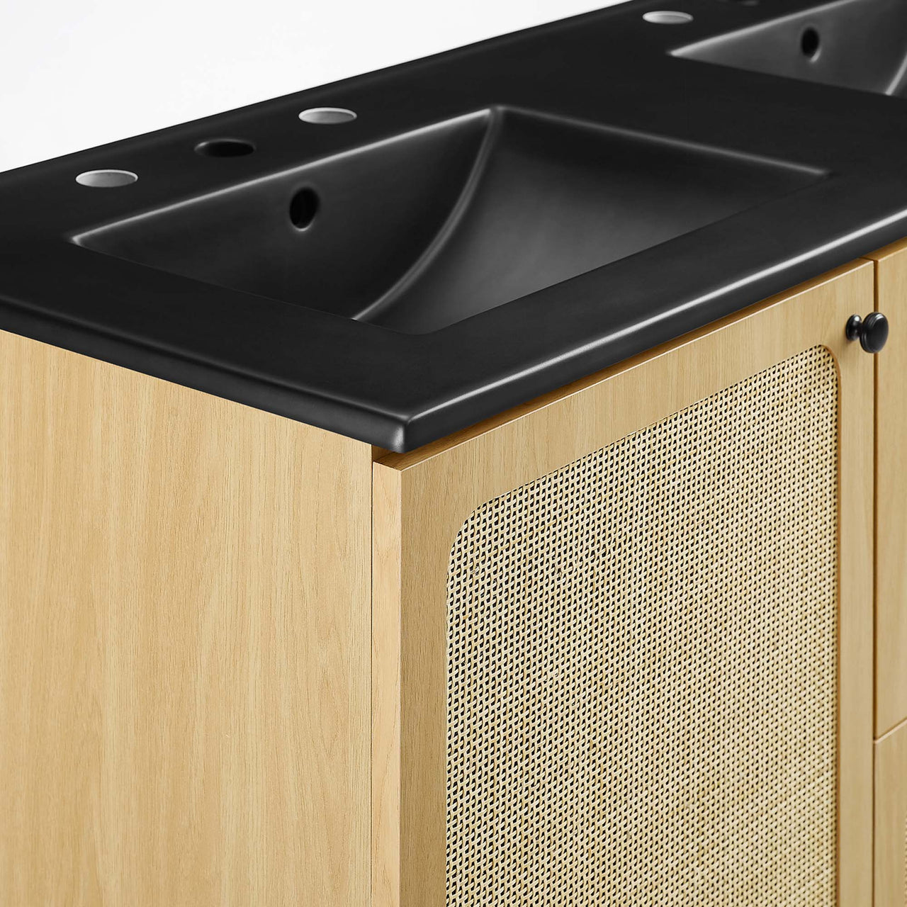 Calden Double Sink Vanity Unit, Extra Large, Oak & Black