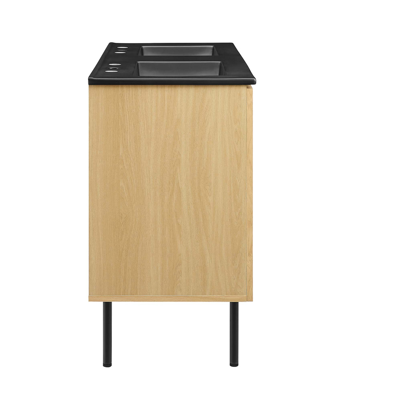 Calden Double Sink Vanity Unit, Extra Large, Oak & Black