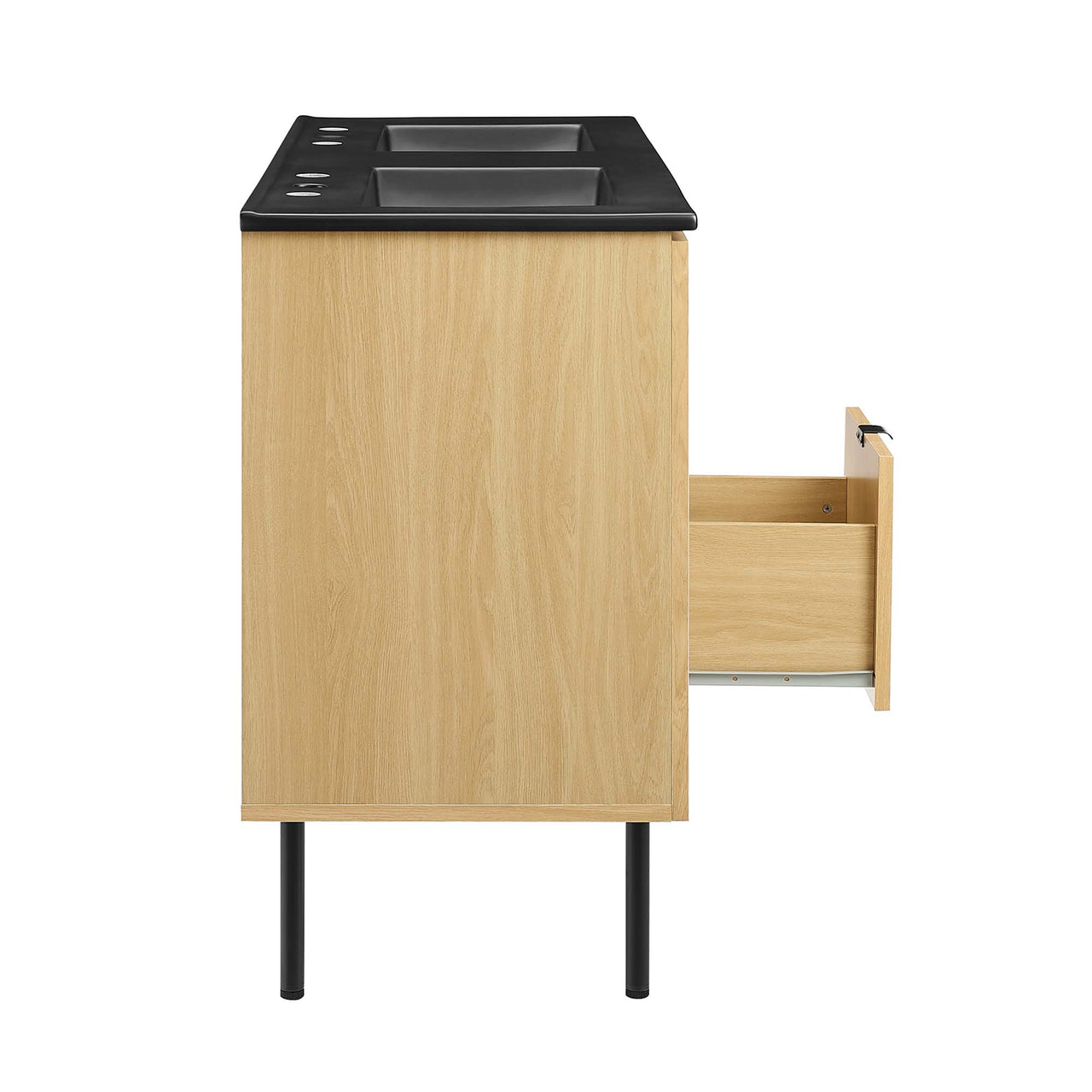 Calden Double Sink Vanity Unit, Extra Large, Oak & Black