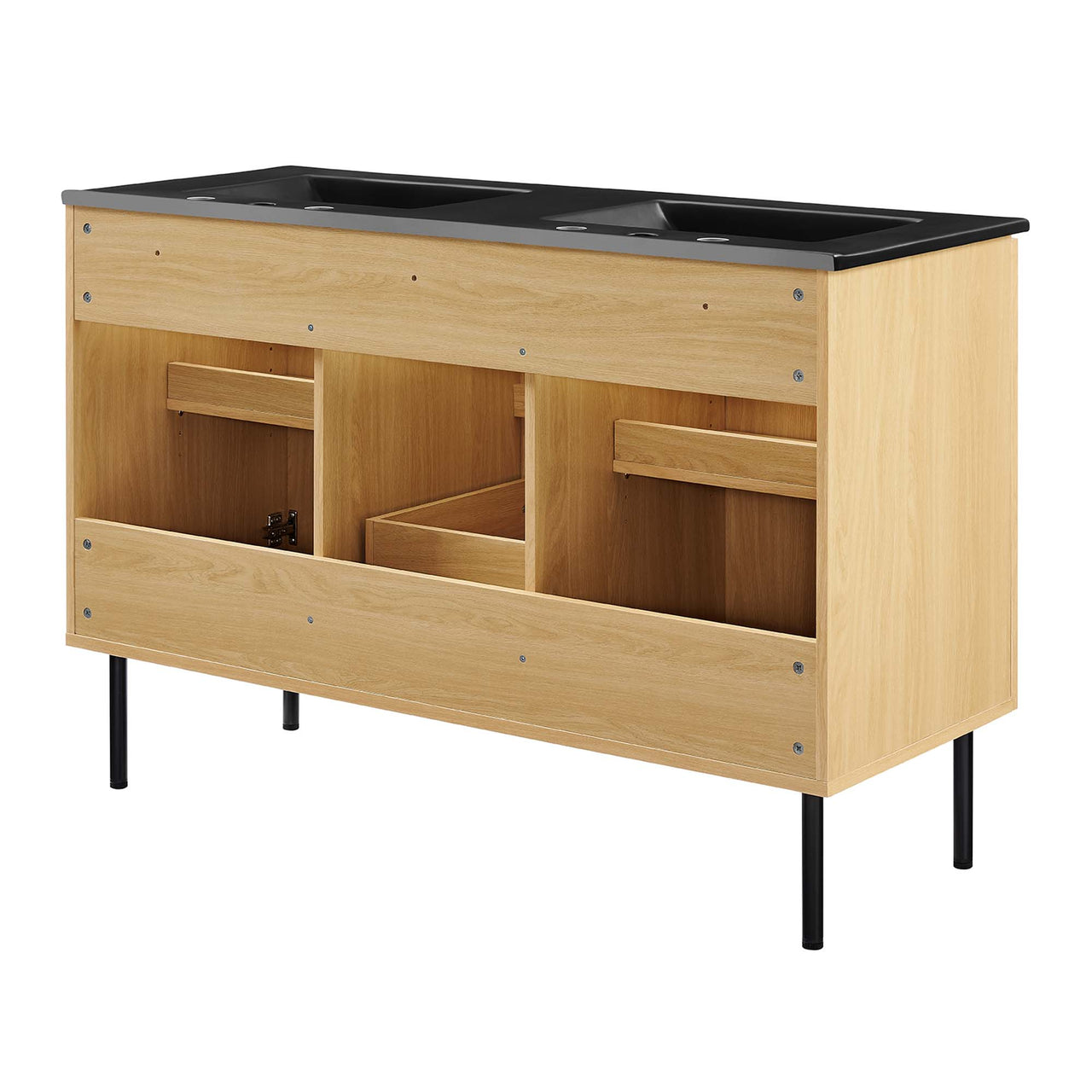 Calden Double Sink Vanity Unit, Extra Large, Oak & Black