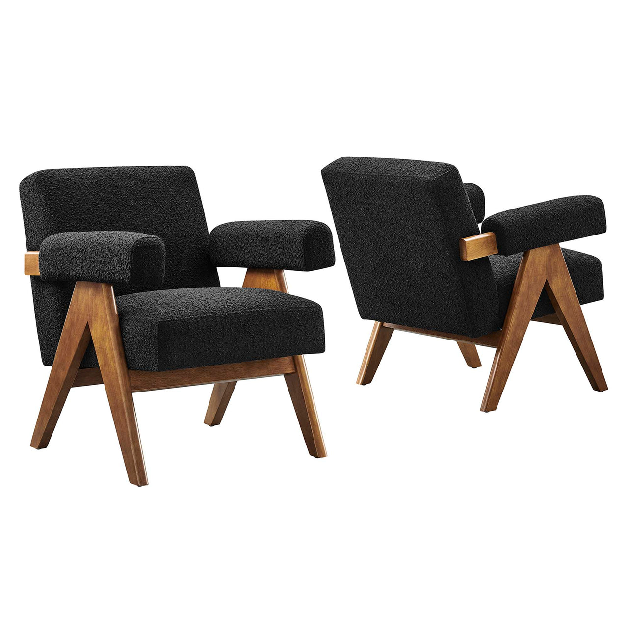 Serenel Boucle Armchair Set of 2, Black