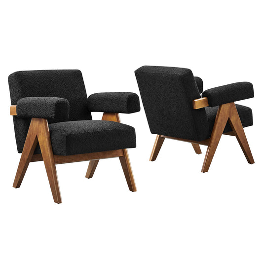 Serenel Boucle Armchair Set of 2, Black