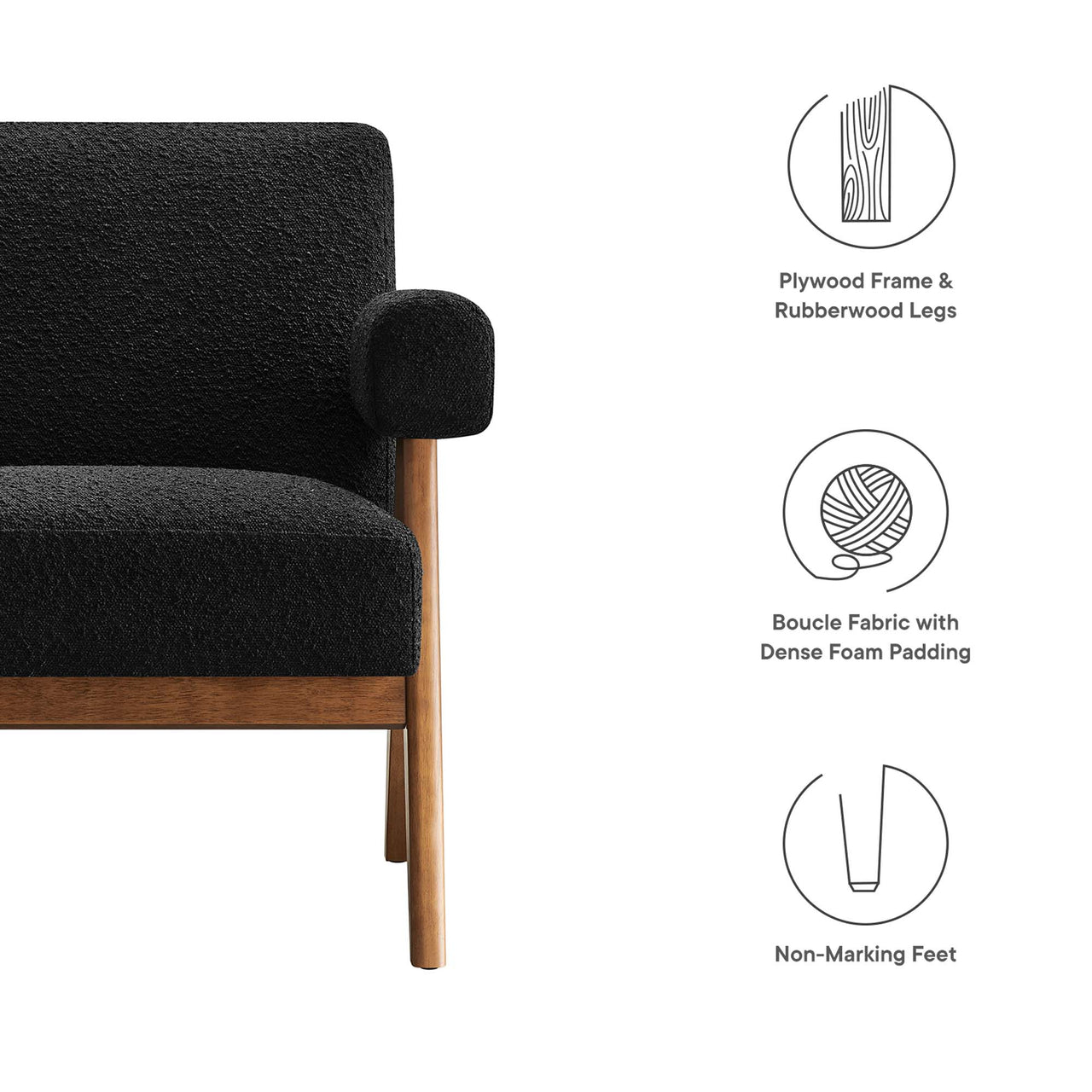 Serenel Boucle Armchair Set of 2, Black