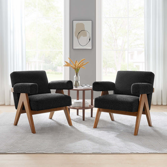 Serenel Boucle Armchair Set of 2, Black