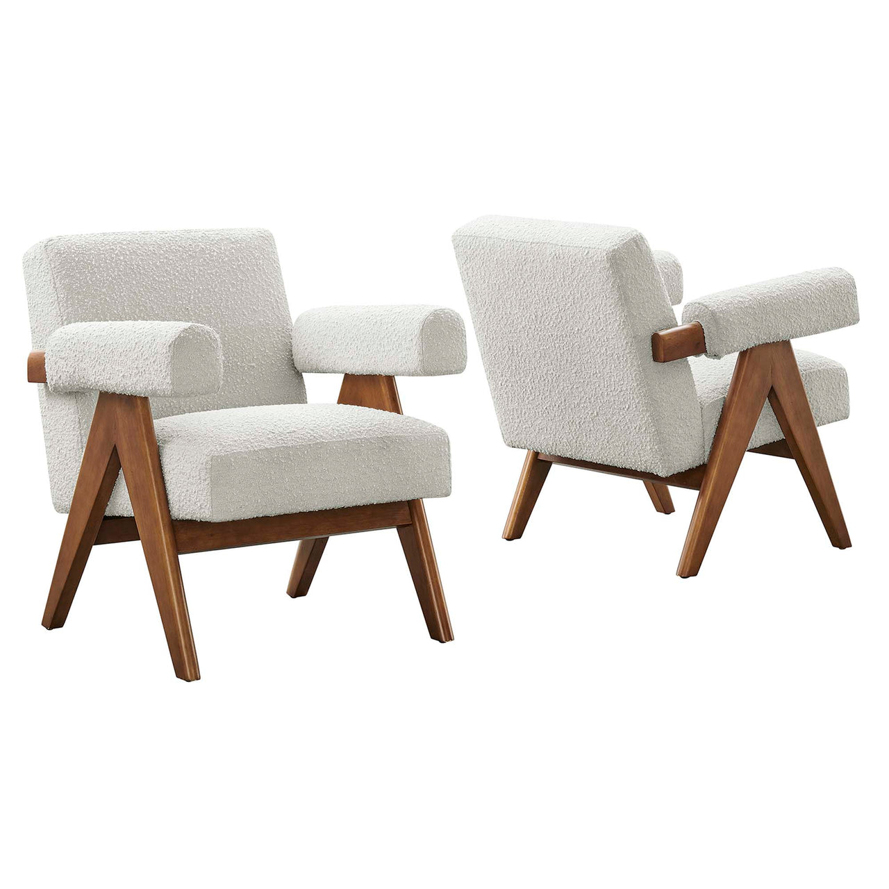 Serenel Boucle Armchair Set of 2, Ivory
