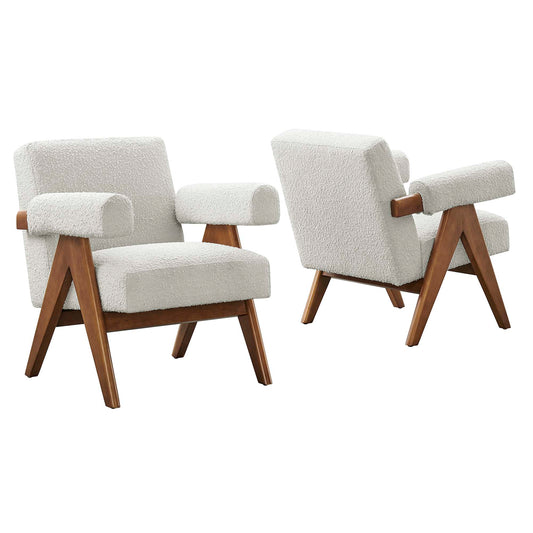 Serenel Boucle Armchair Set of 2, Ivory