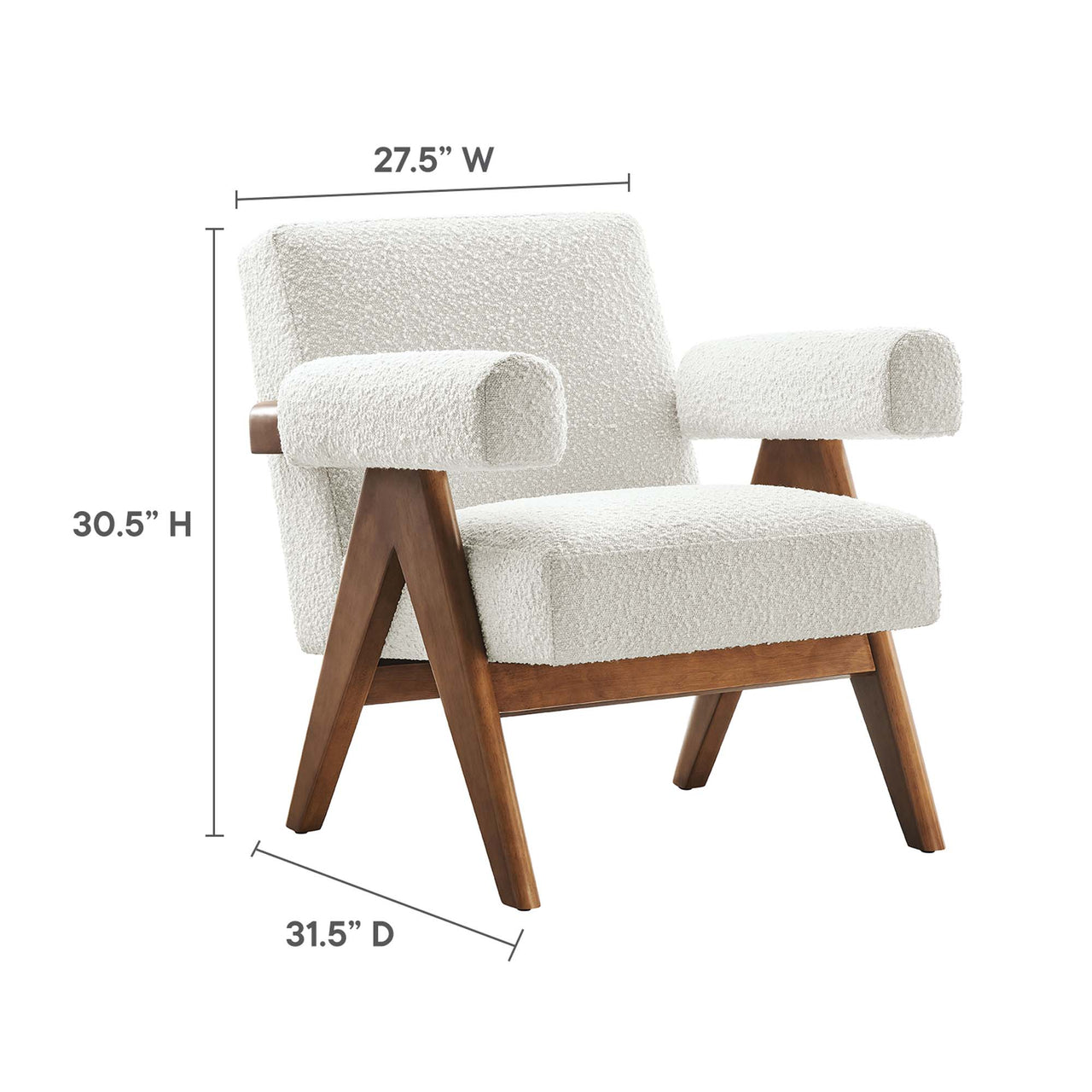 Serenel Boucle Armchair Set of 2, Ivory