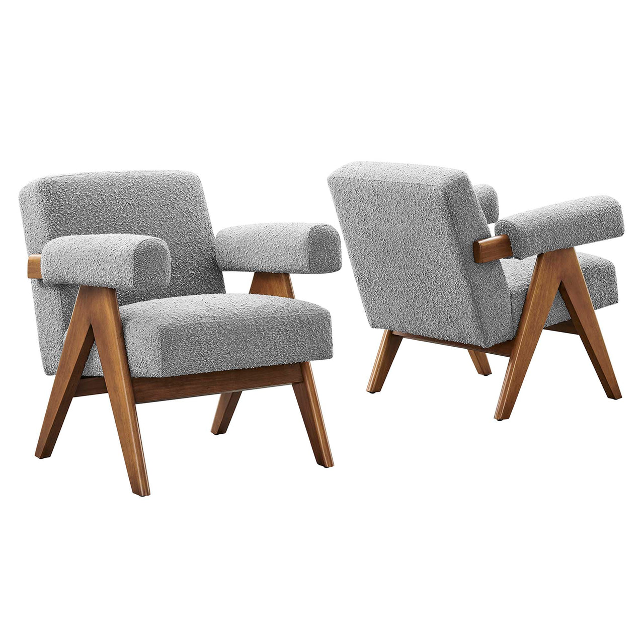 Serenel Boucle Armchair Set of 2, Light Gray
