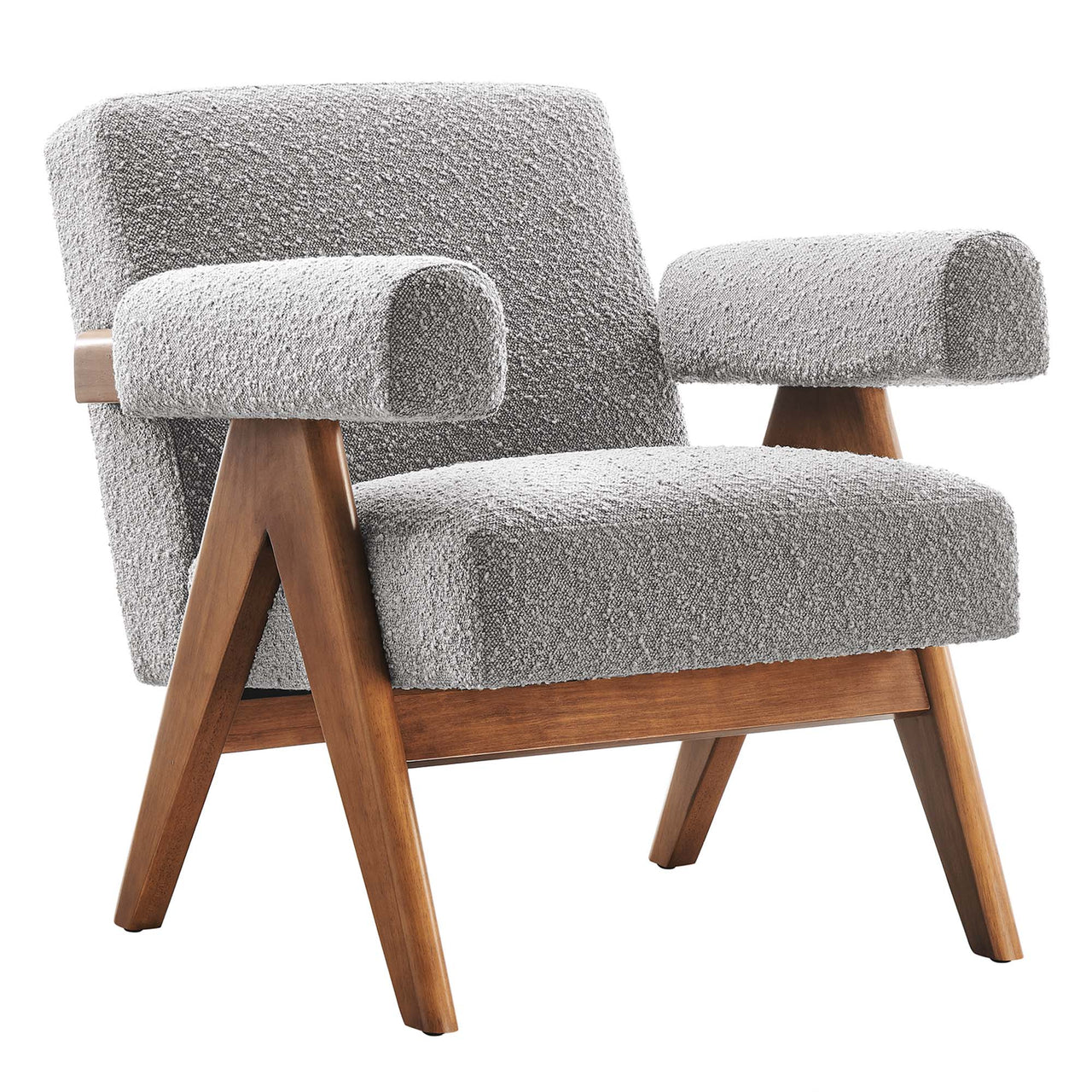 Serenel Boucle Armchair Set of 2, Light Gray