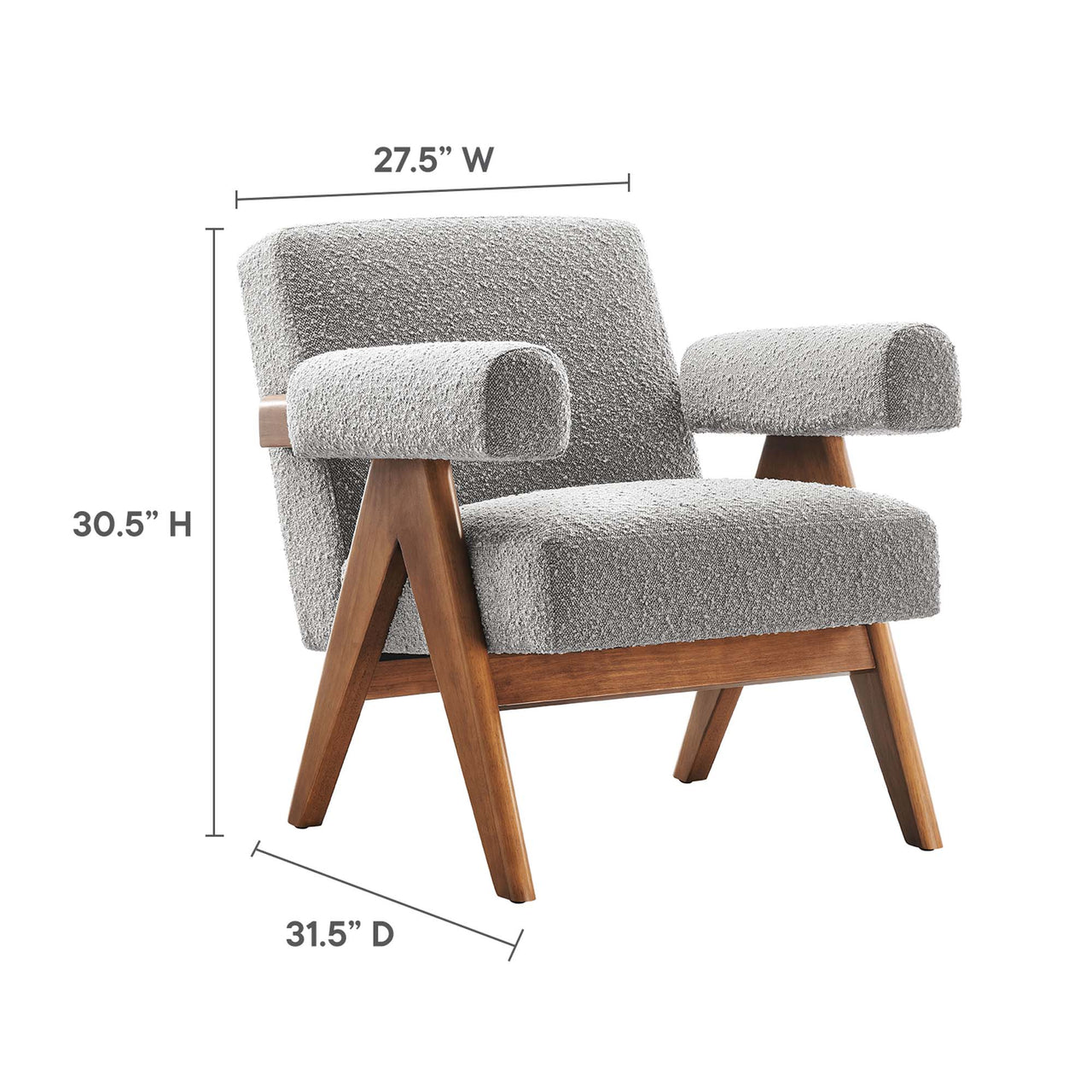 Serenel Boucle Armchair Set of 2, Light Gray