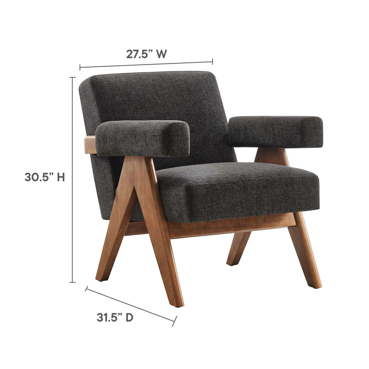 Serenel Fabric Armchair Set of 2, Dark Gray