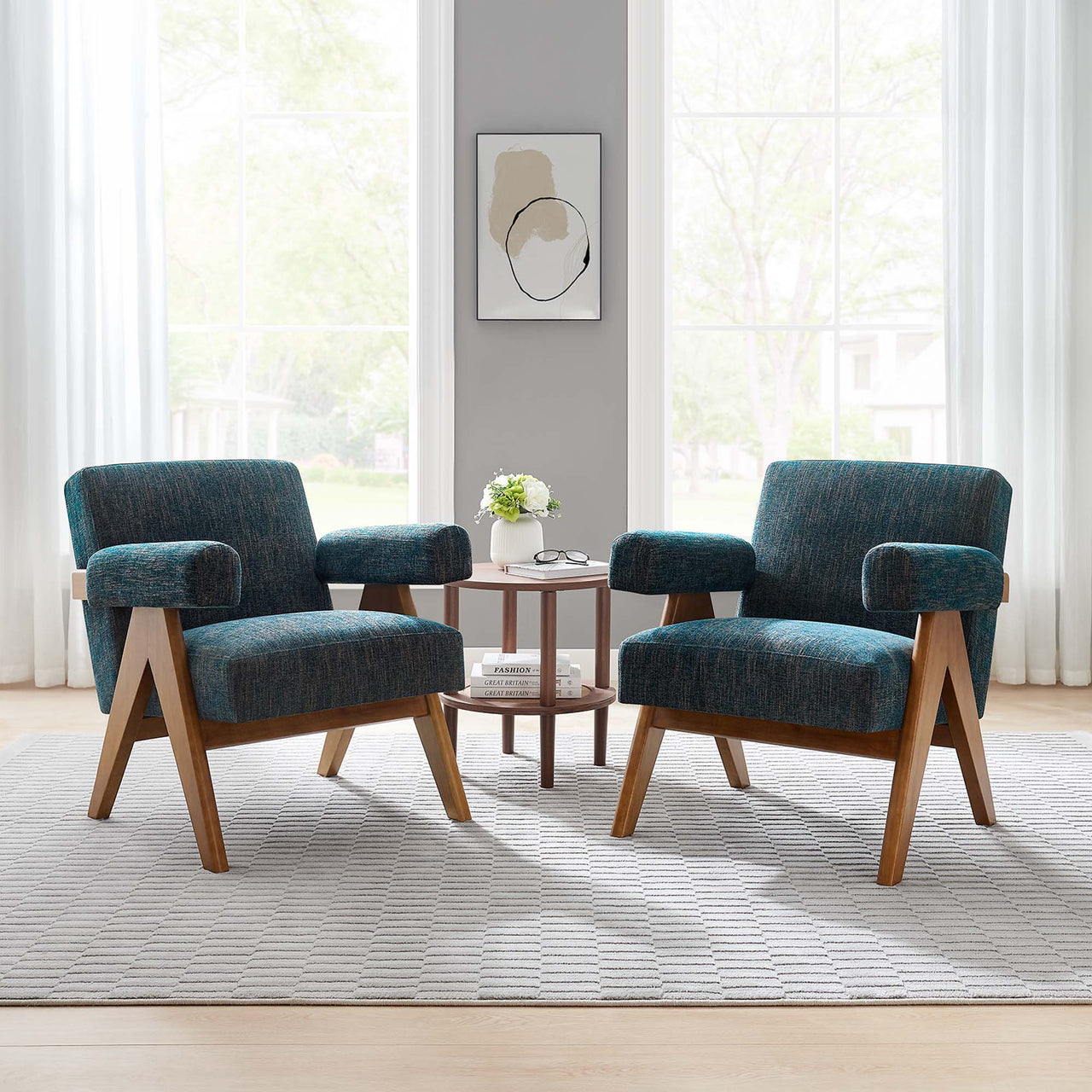 Serenel Fabric Armchair Set of 2, Azure
