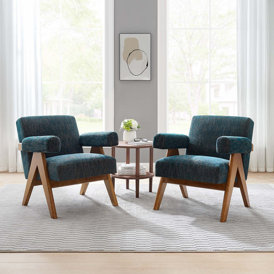 Serenel Fabric Armchair Set of 2, Azure