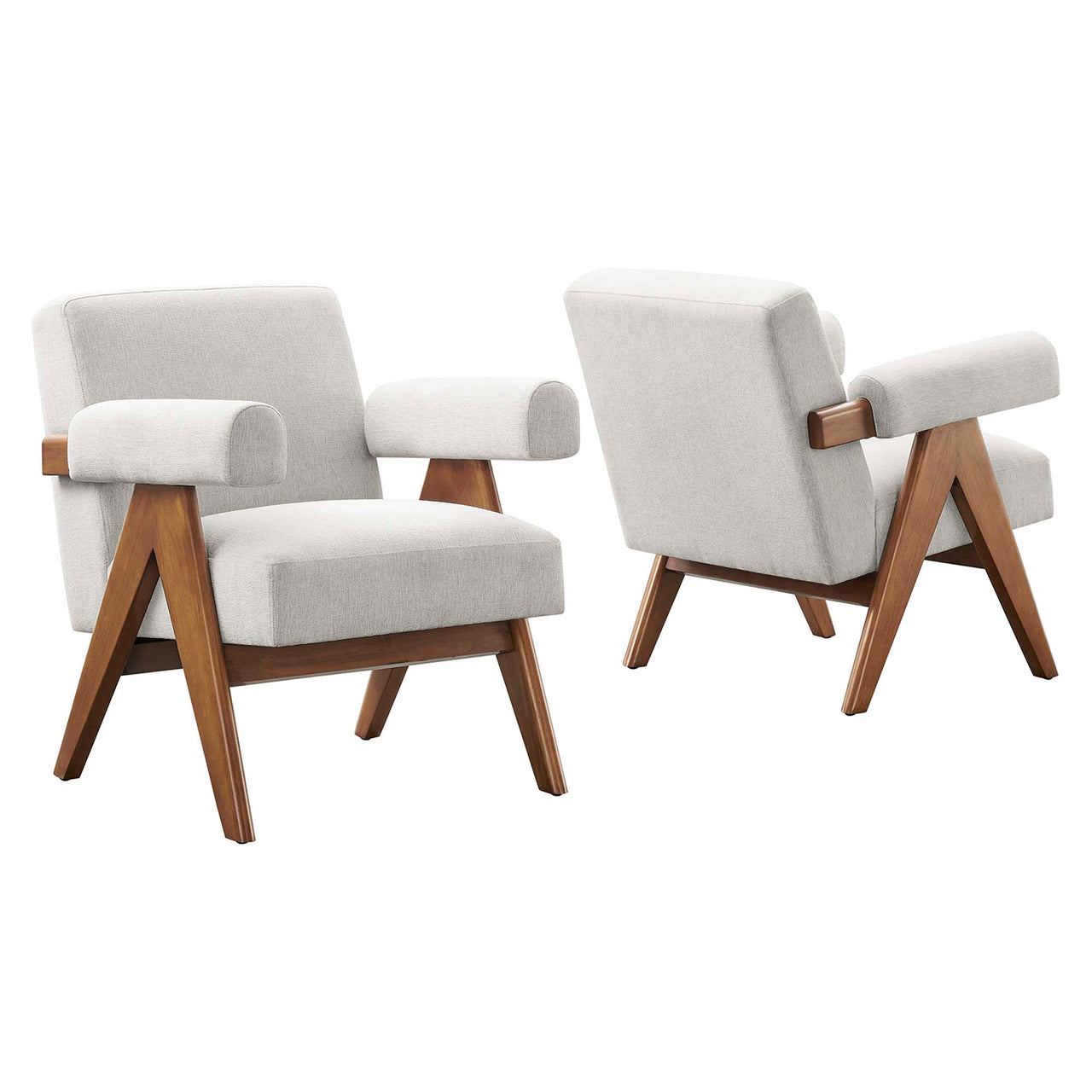 Serenel Fabric Armchair Set of 2, Ivory