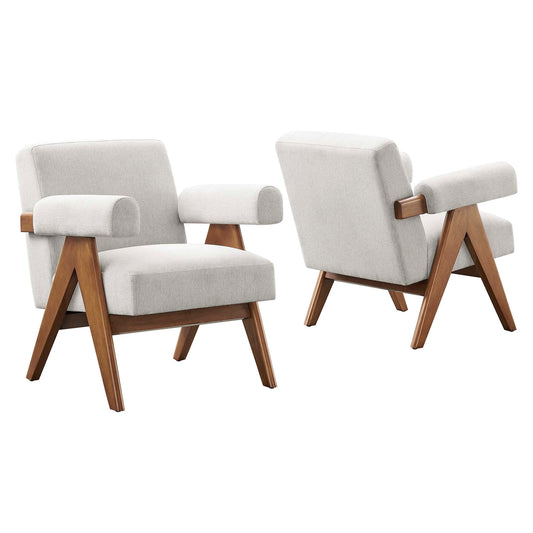 Serenel Fabric Armchair Set of 2, Ivory