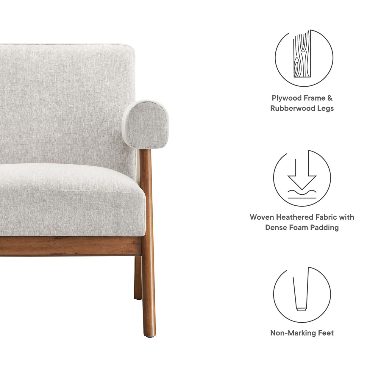 Serenel Fabric Armchair Set of 2, Ivory