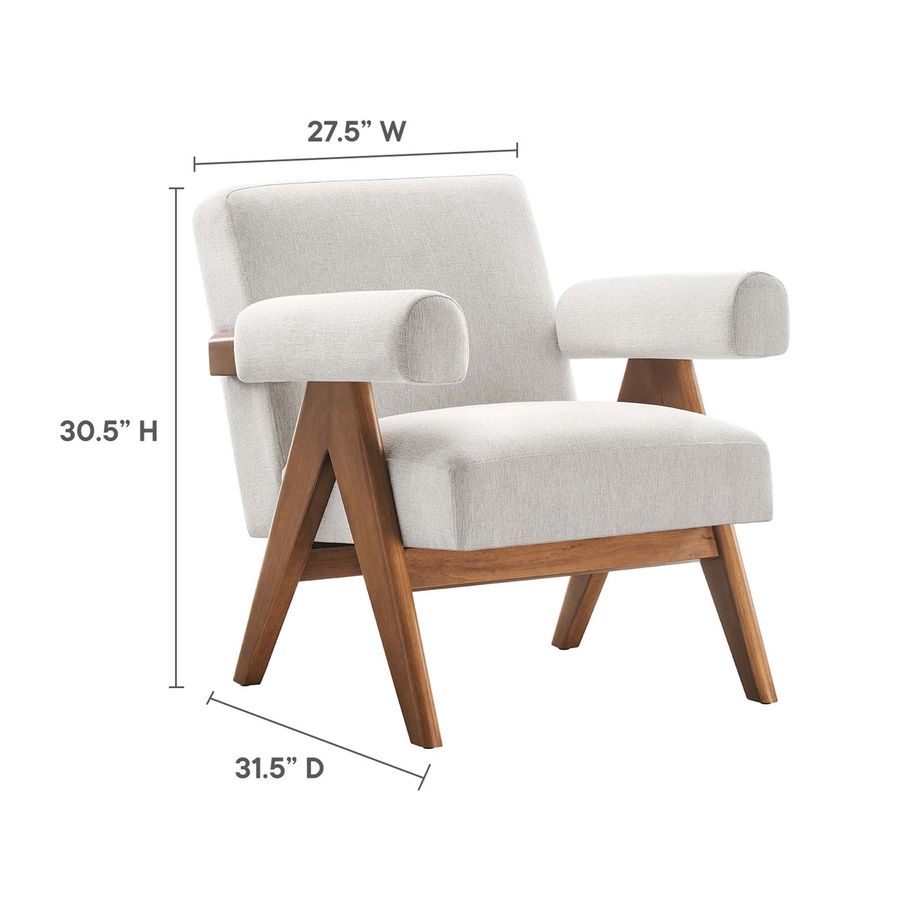 Serenel Fabric Armchair Set of 2, Ivory