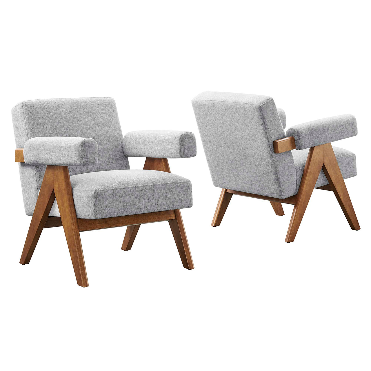 Serenel Fabric Armchair Set of 2, Light Gray