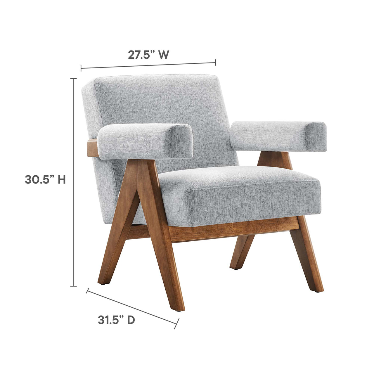 Serenel Fabric Armchair Set of 2, Light Gray
