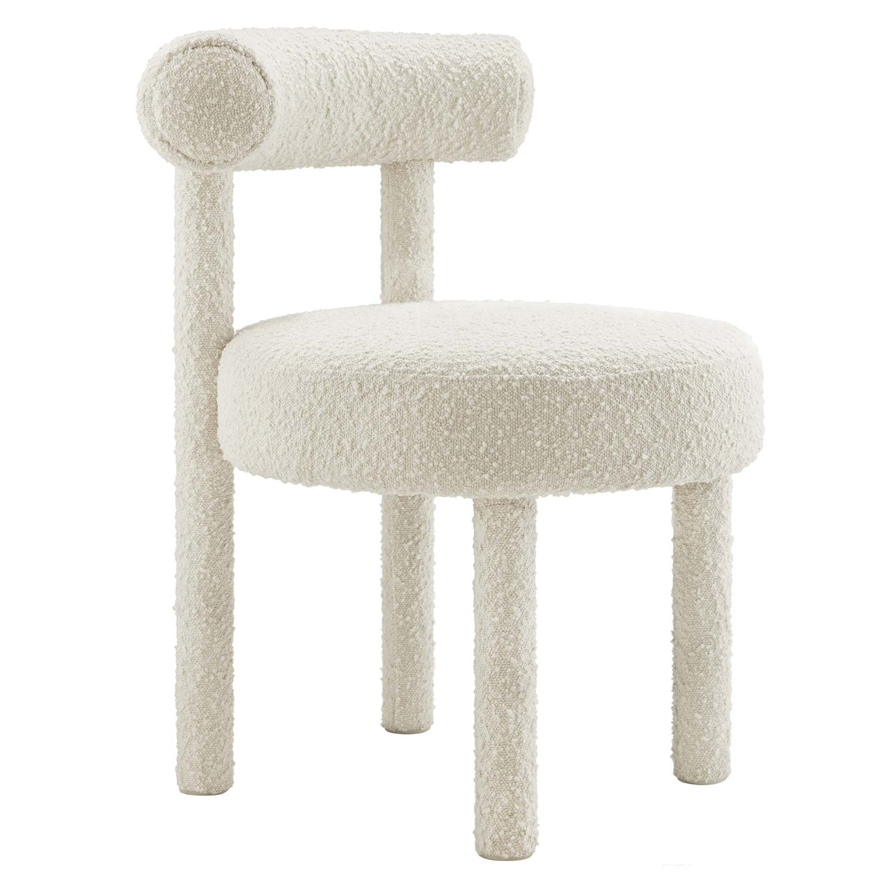 Metropole Upholstered Boucle Dining Chair Set of 2, Ivory