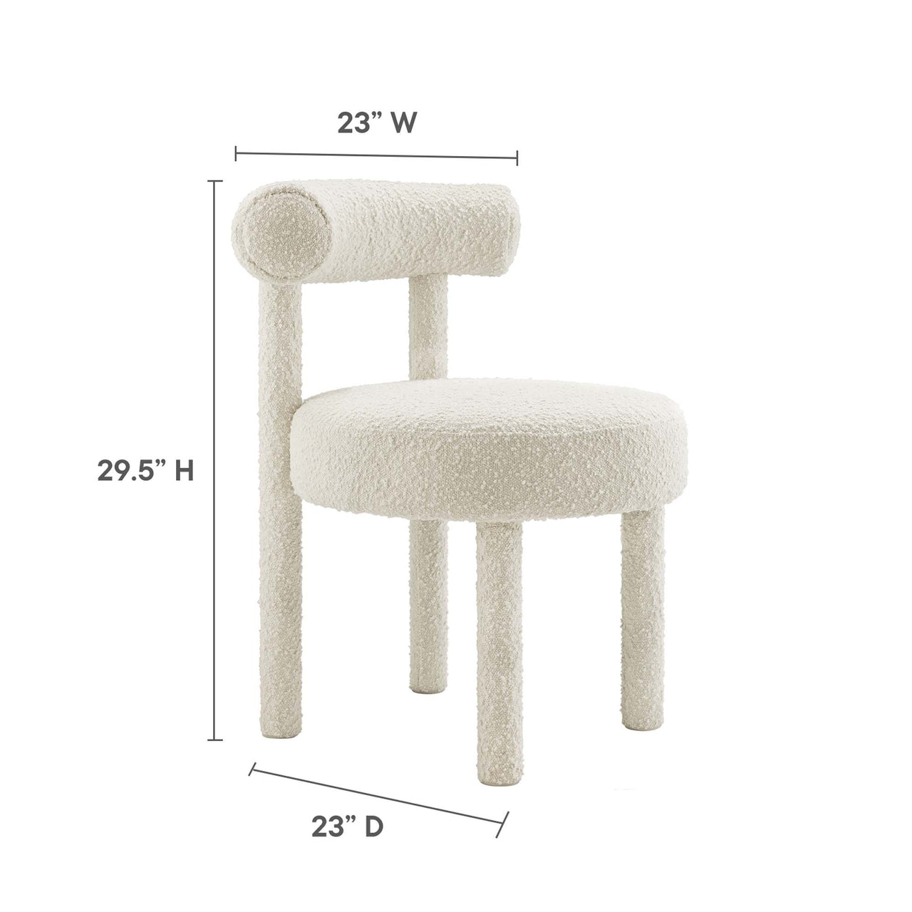 Metropole Upholstered Boucle Dining Chair Set of 2, Ivory