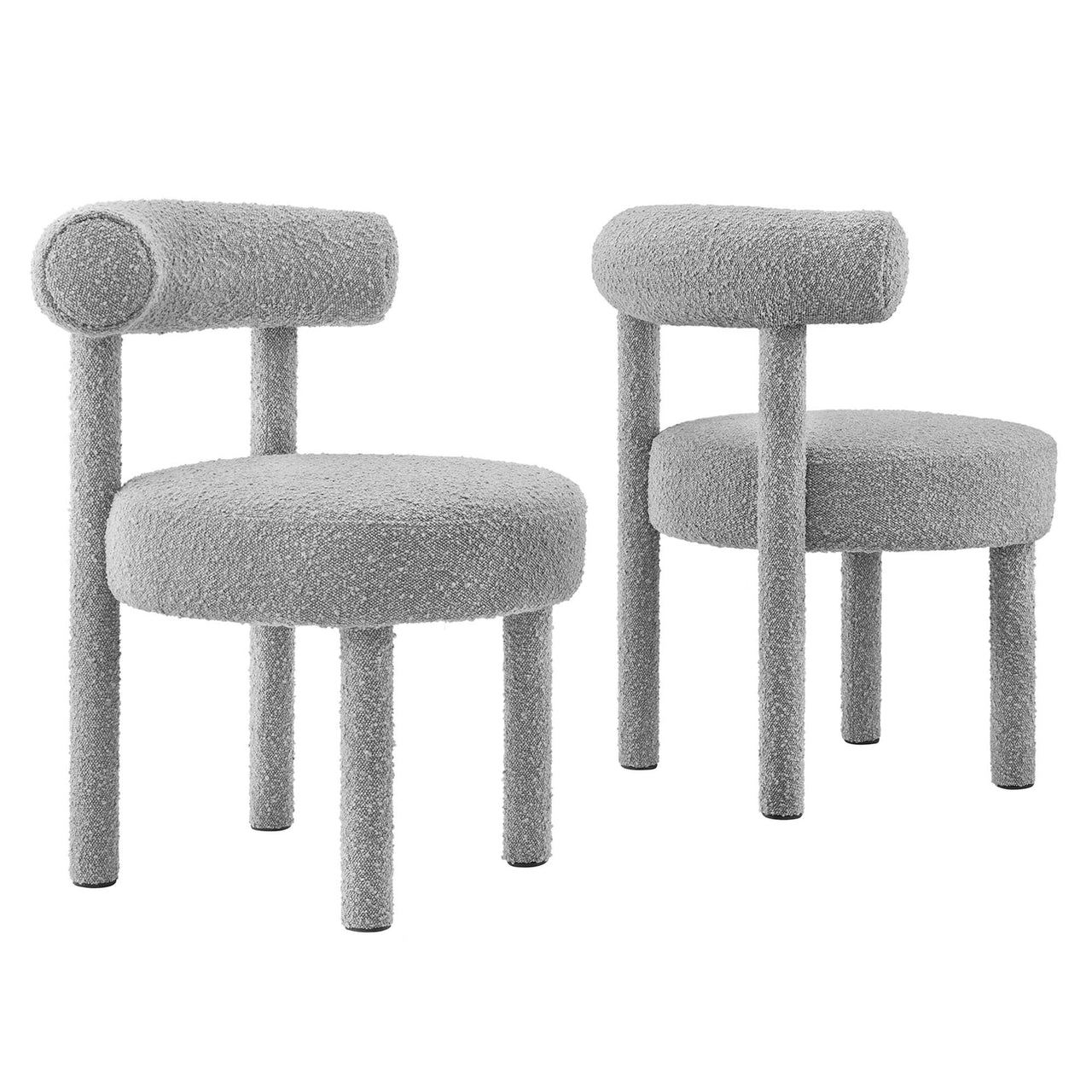 Metropole Upholstered Boucle Dining Chair Set of 2, Light Gray