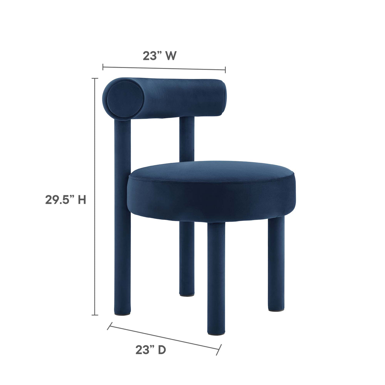Metropole Upholstered Velvet Dining Chair Set of 2, Dark Blue