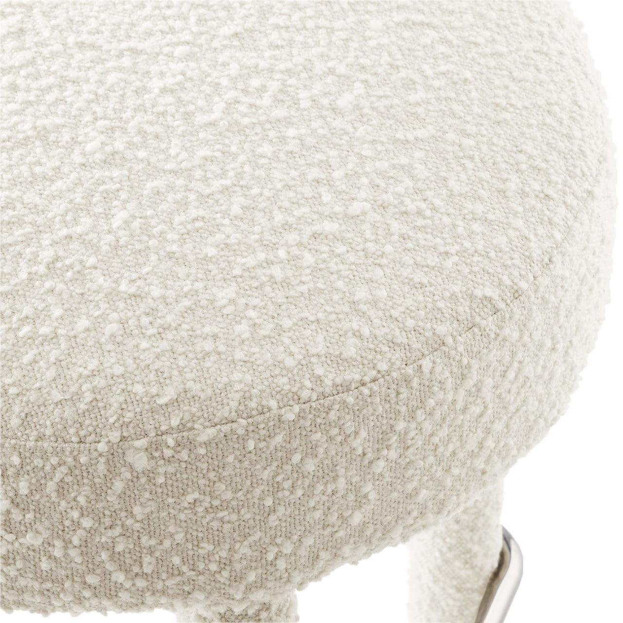 Metropole Upholstered Boucle Bar Stool Set of 2, Ivory & Silver