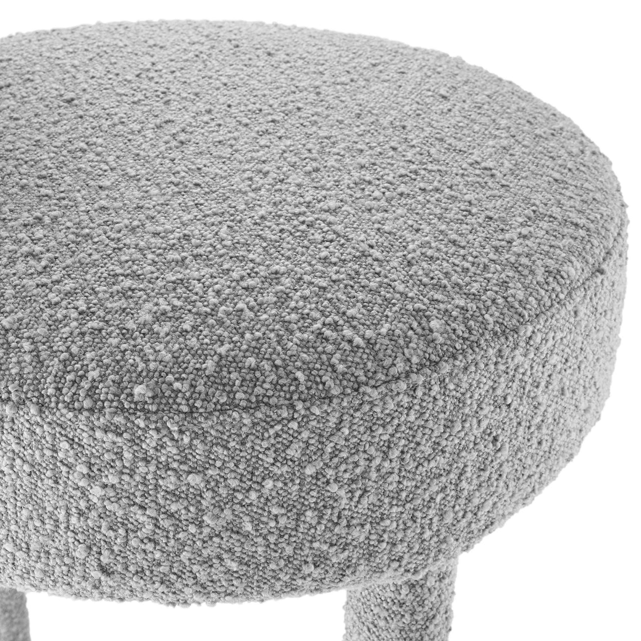 Metropole Upholstered Boucle Bar Stool Set of 2, Light Gray & Silver
