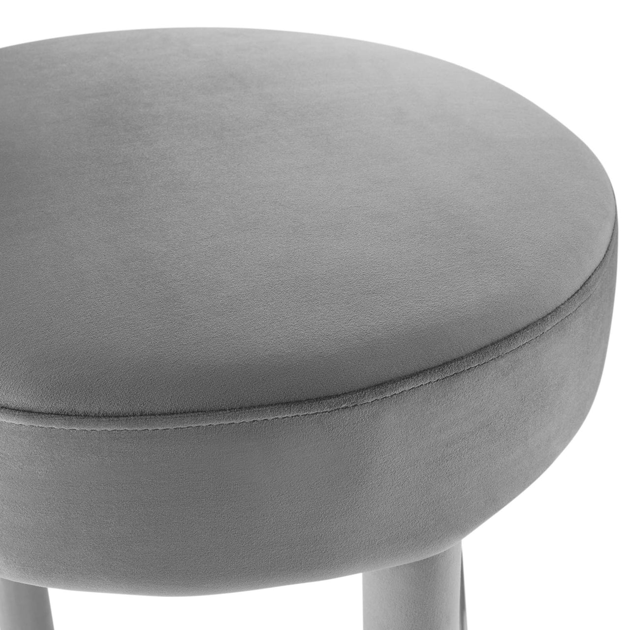 Metropole Upholstered Velvet Bar Stool Set of 2, Gray & Silver