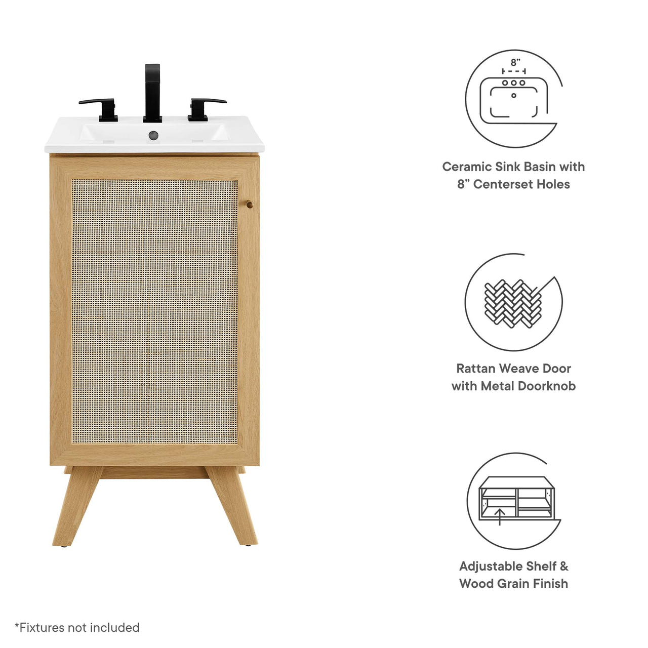 Marra Vanity Unit, Extra Small, Oak & White