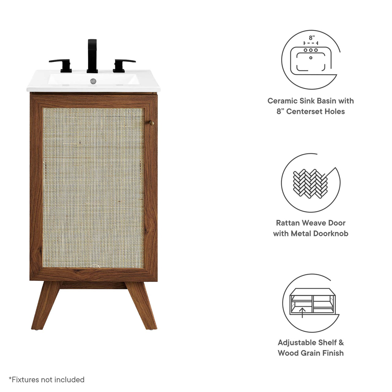 Marra Vanity Unit, Extra Small, Walnut & White