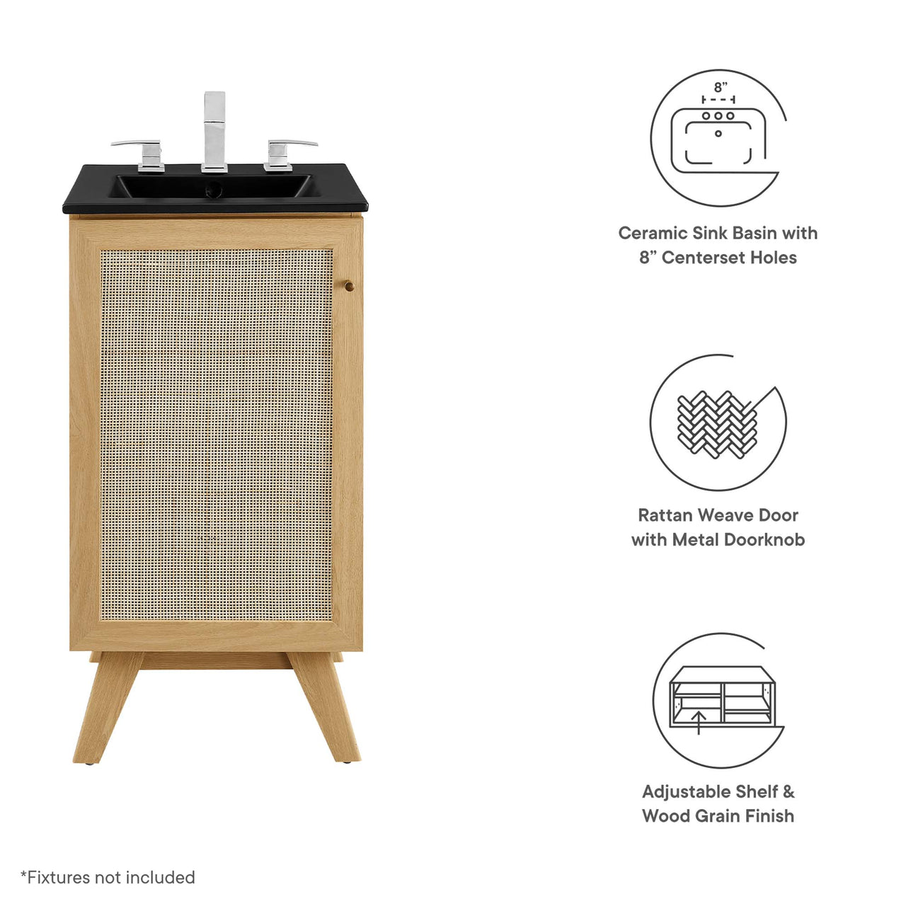 Marra Vanity Unit, Extra Small, Oak & Black