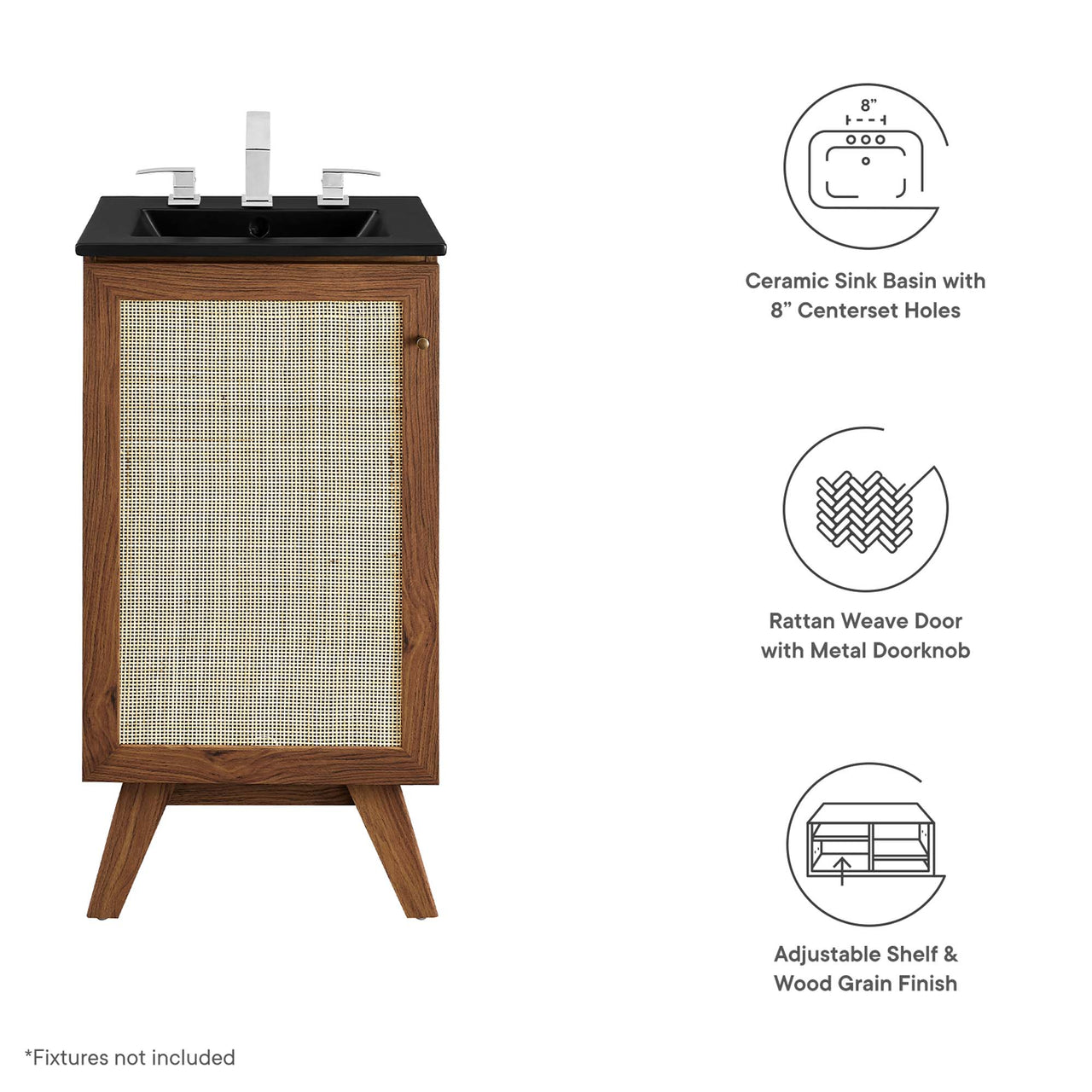 Marra Vanity Unit, Extra Small, Walnut & Black