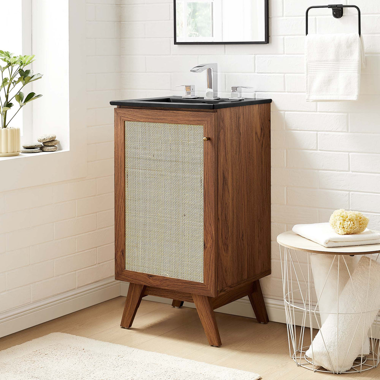 Marra Vanity Unit, Extra Small, Walnut & Black