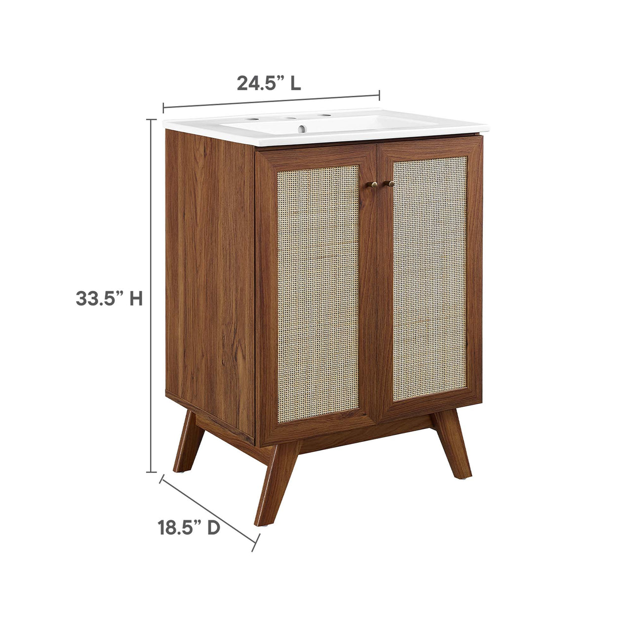 Marra Vanity Unit, Small, Walnut & White