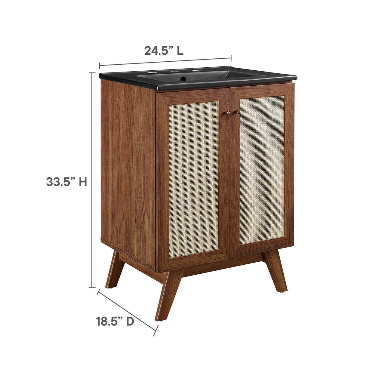 Marra Vanity Unit, Small, Walnut & Black