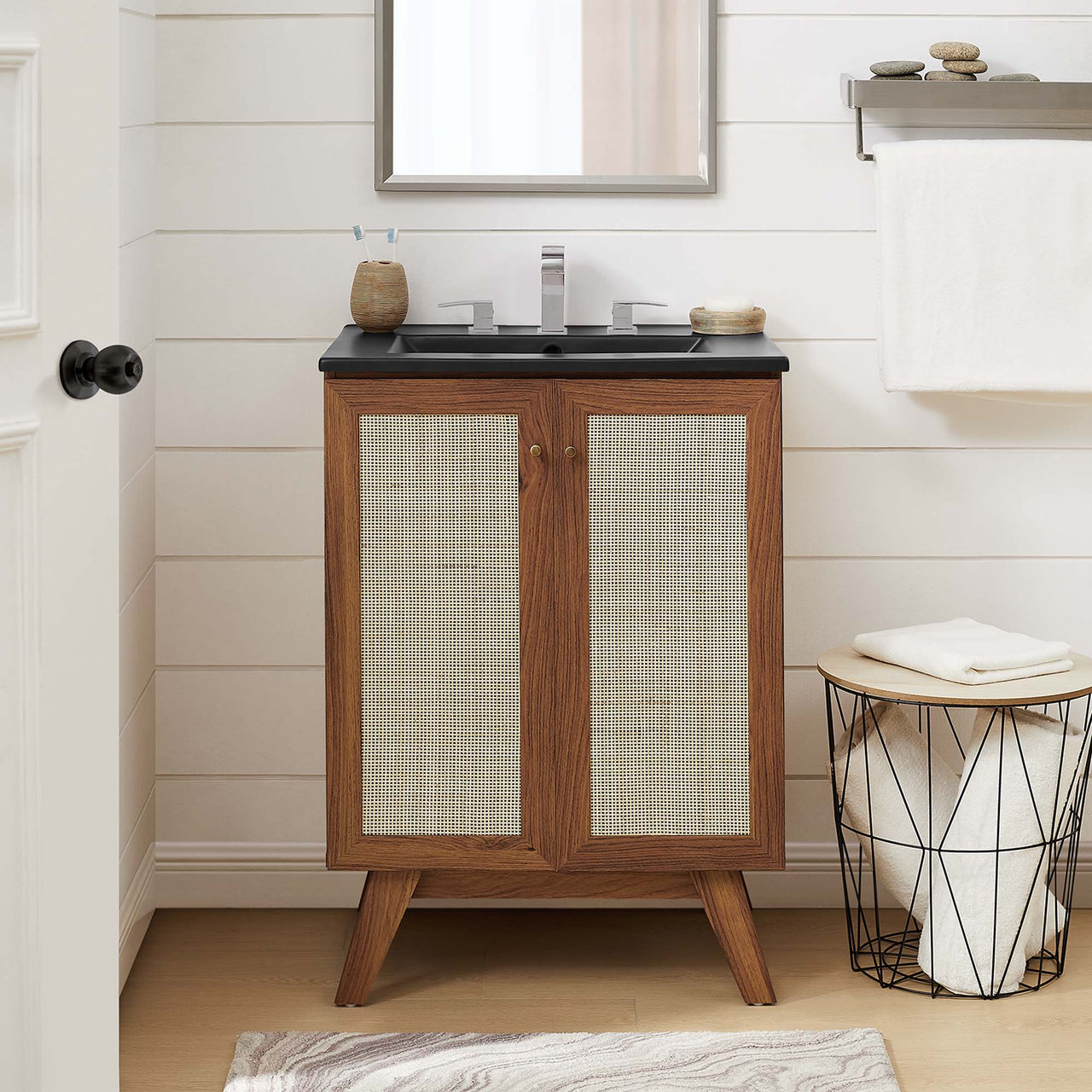 Marra Vanity Unit, Small, Walnut & Black