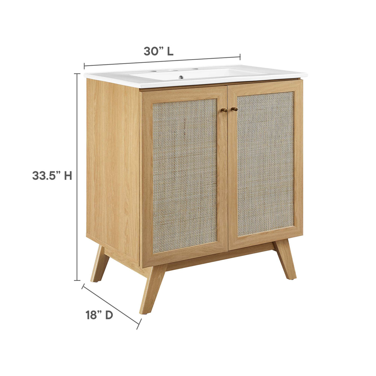 Marra Vanity Unit, Medium, Oak & White